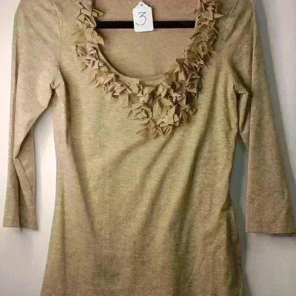 3. International concepts gold top ruffled v neck - Picture 6 of 6